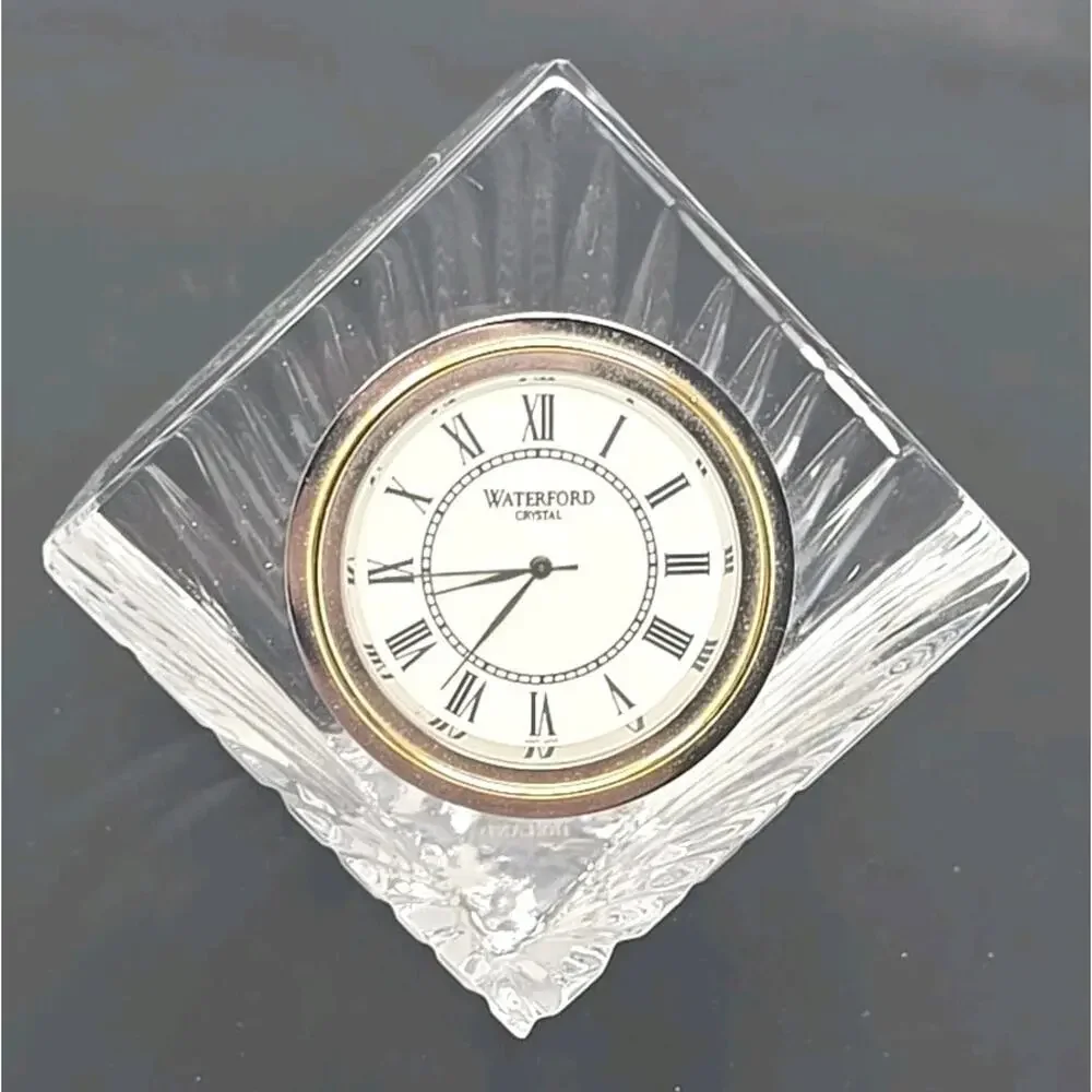 Vintage Waterford Crystal‎ Desk Clock Meridian Cube Works PB205